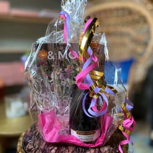 cadeaupakket bubbles en rice champagne flutes