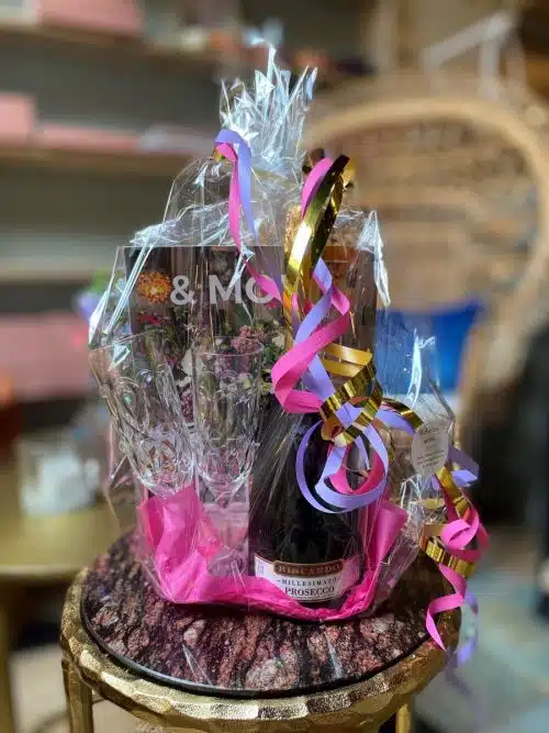 cadeaupakket bubbles en rice champagne flutes