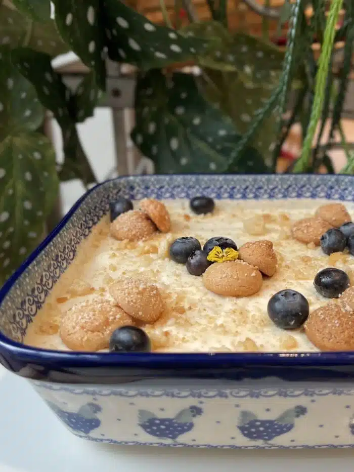 Bitterkoekjes pudding l per schaal