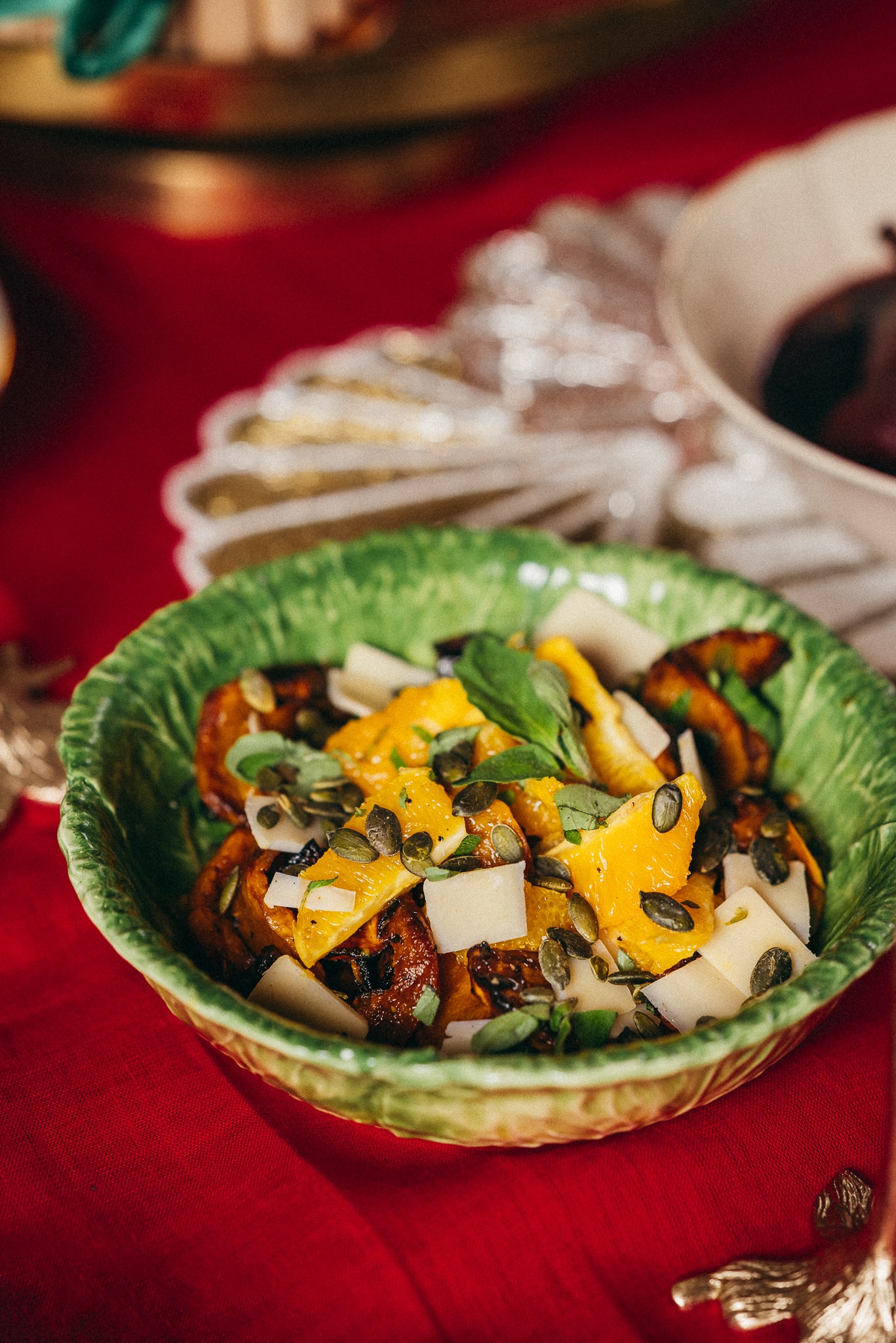 Pompoensalade met citrus dressing en gekaremeliseerde honing