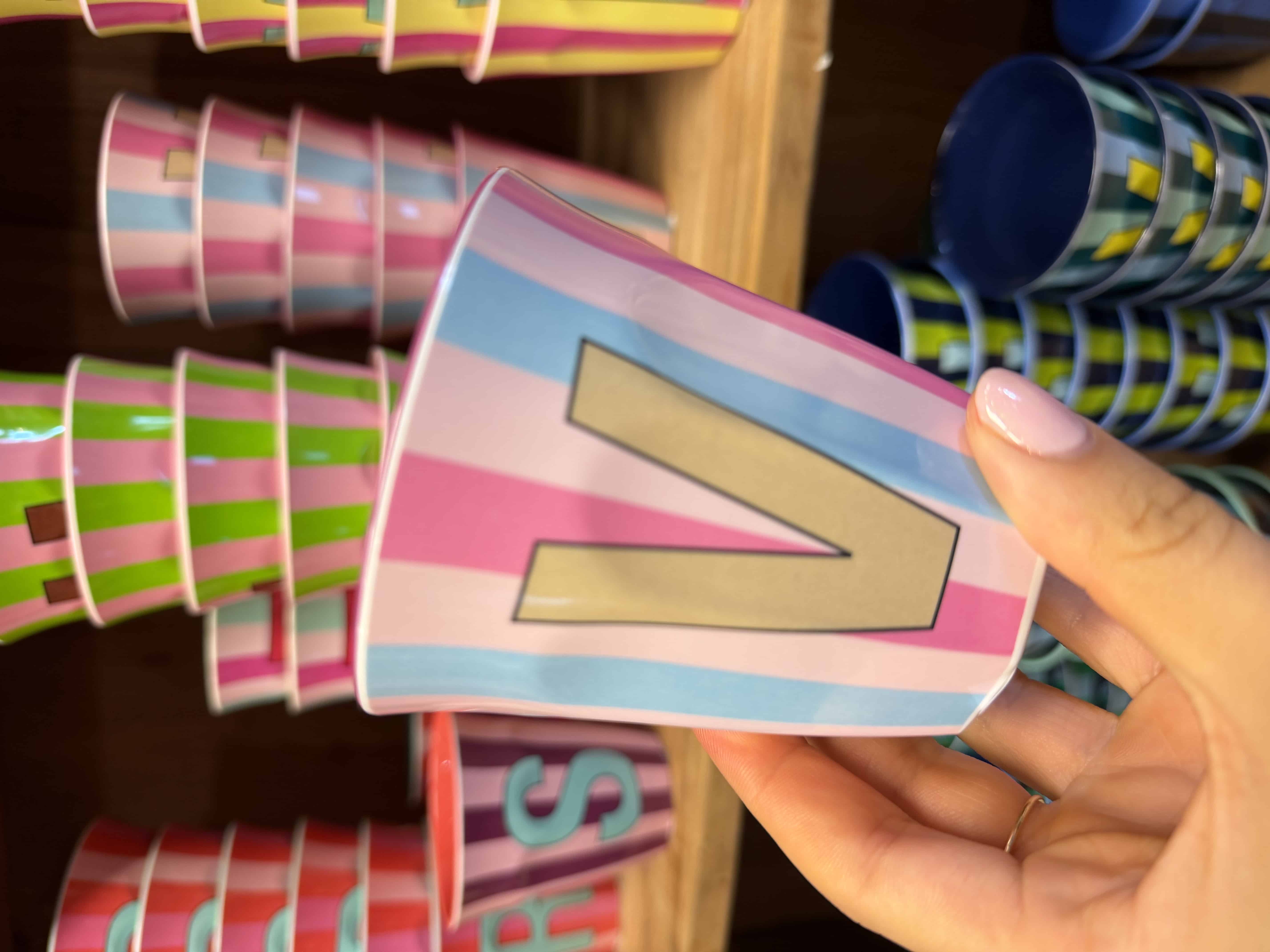 Melamine Cup with the Letter V - Stripes - Medium - 250 ml