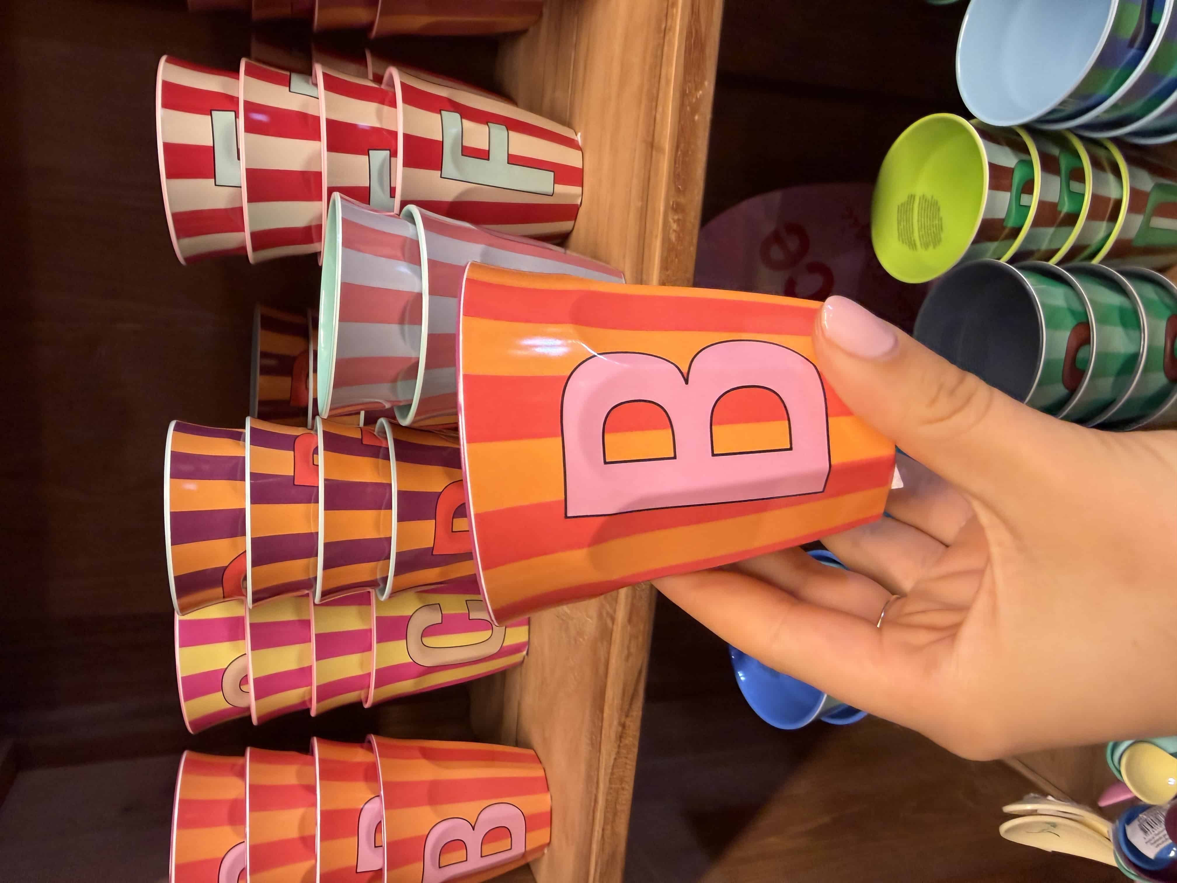 Melamine Cup with the Letter B - Stripes - Medium - 250 ml